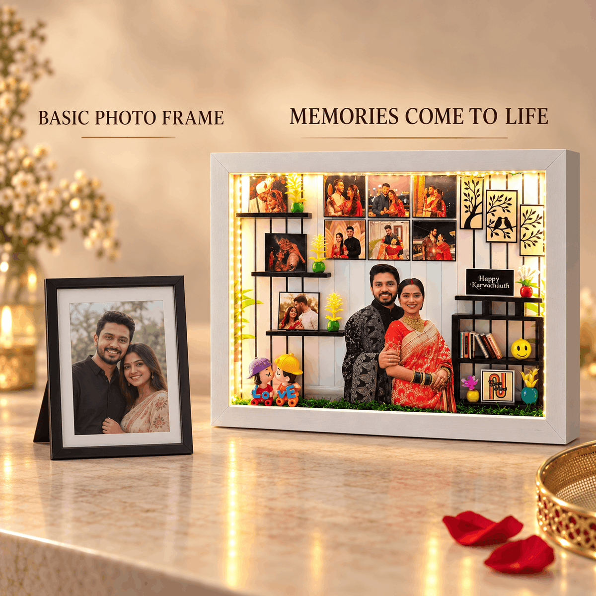 Personalised 3D LED Karwa Chauth Frame