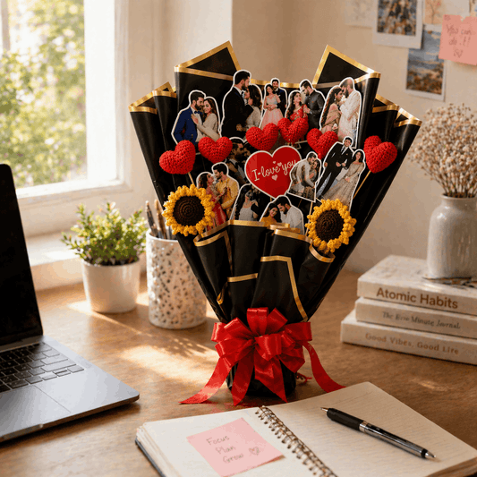 Personalized Crochet Flower & Photo Bouquet
