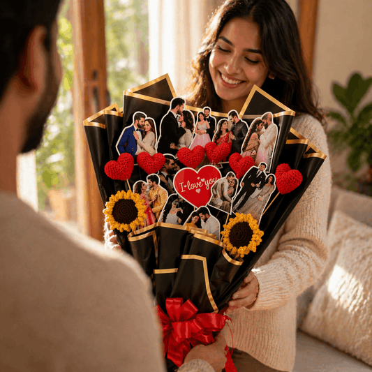 Personalized Crochet Flower & Photo Bouquet
