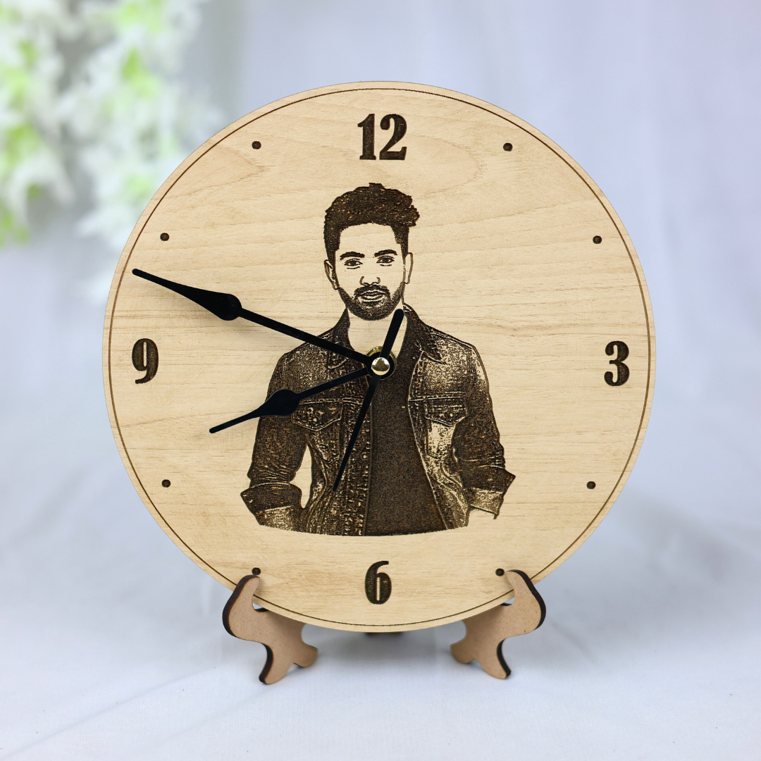 Personalised Photo Engraved Wooden Clock