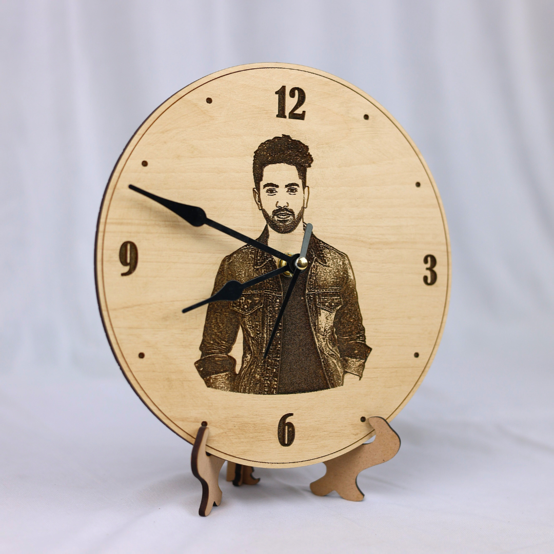 Personalised Photo Engraved Wooden Clock