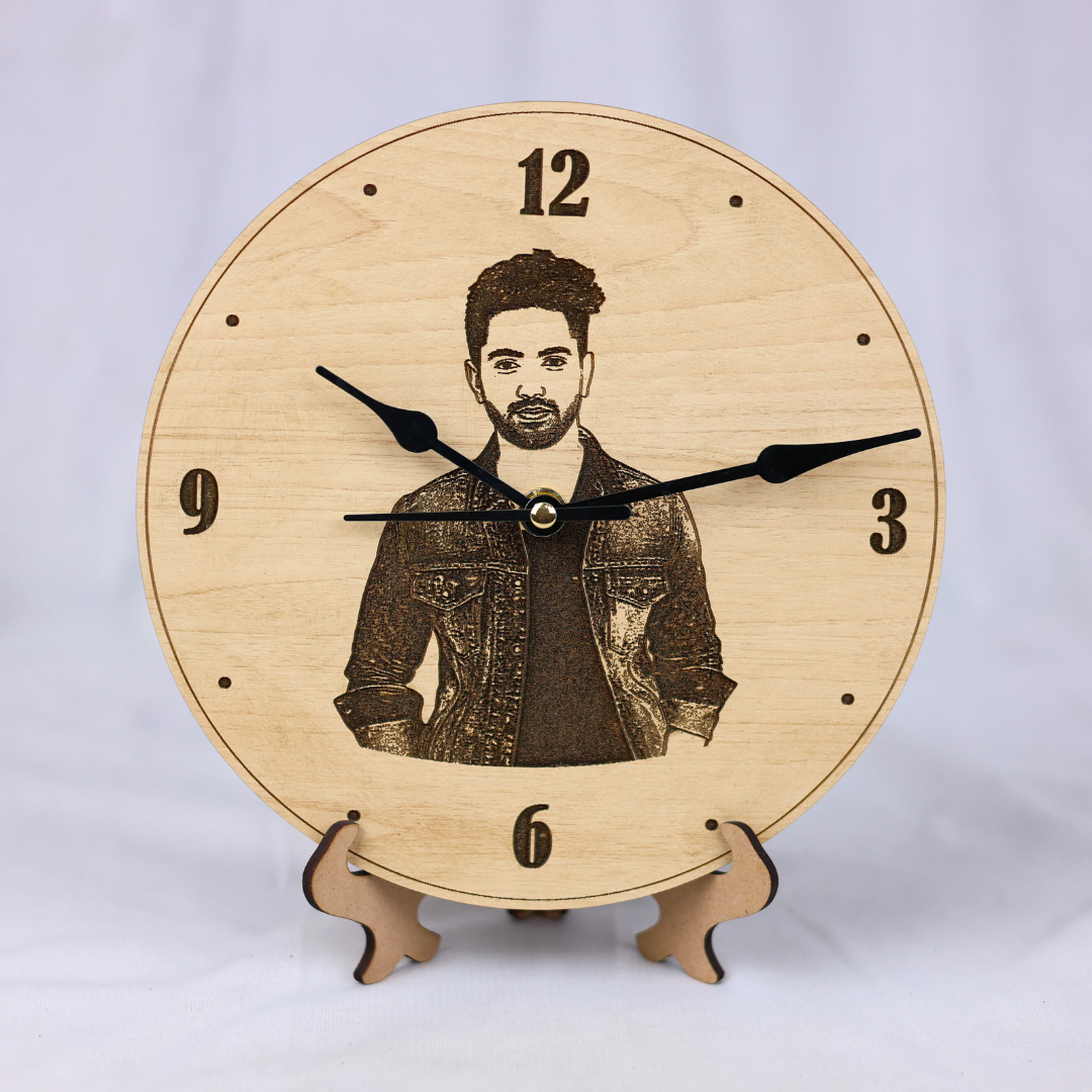 Personalised Photo Engraved Wooden Clock