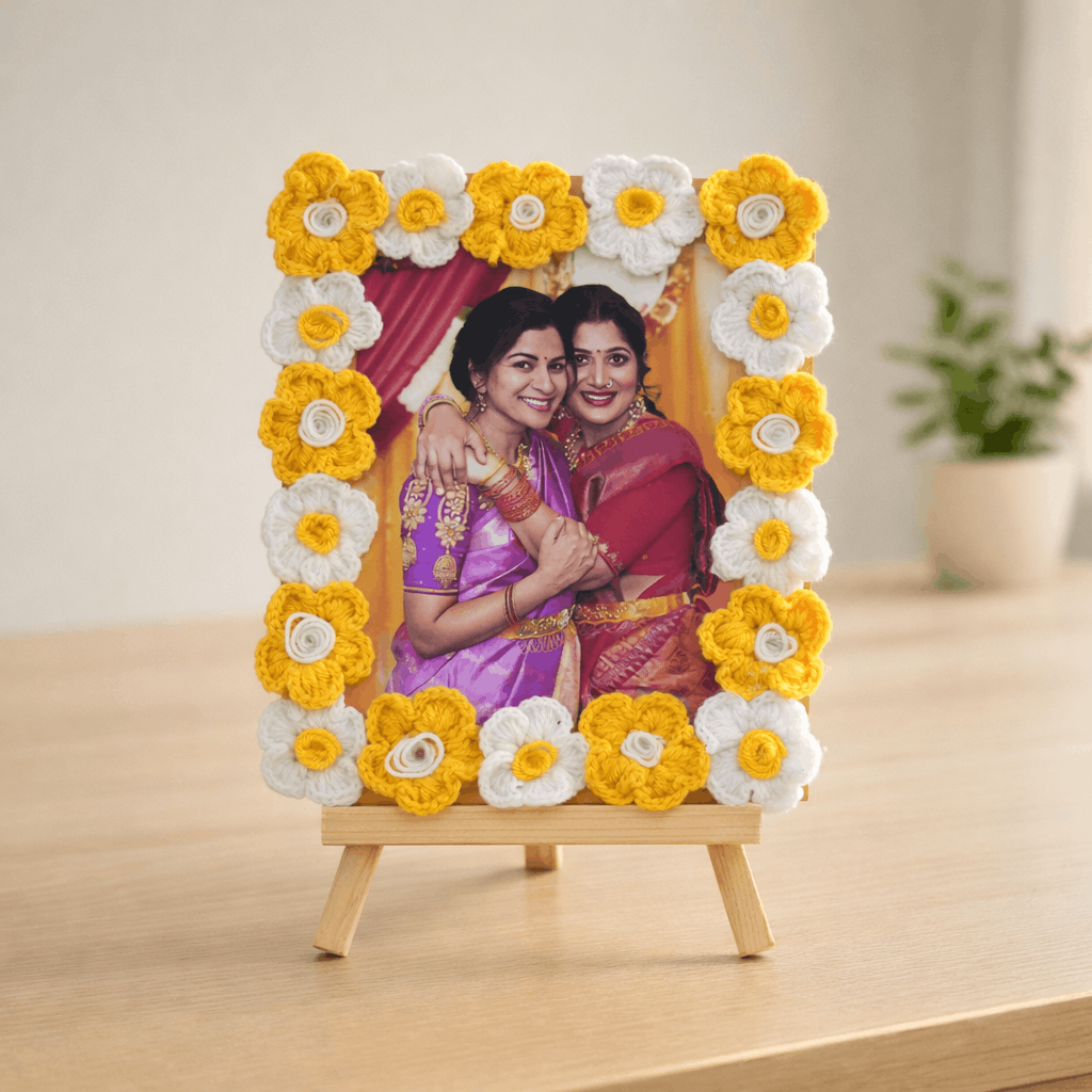 Handcrafted Crochet Flower Photo Frame