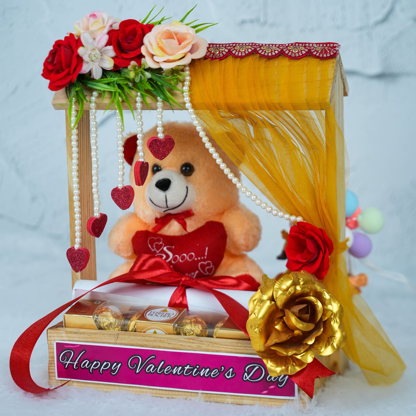 Valentine Wooden Hamper For Love