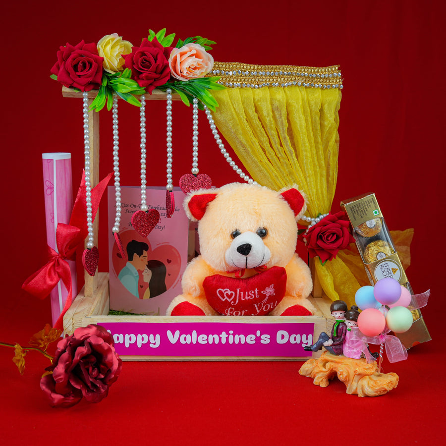 Valentine Wooden Hamper For Love