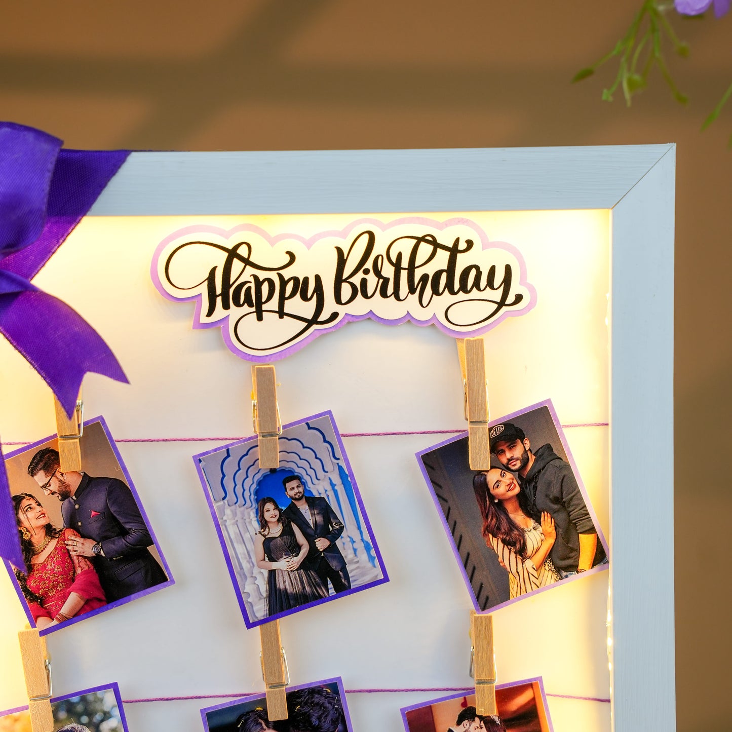 Personalised LED Photo Frame with 9 Pictures