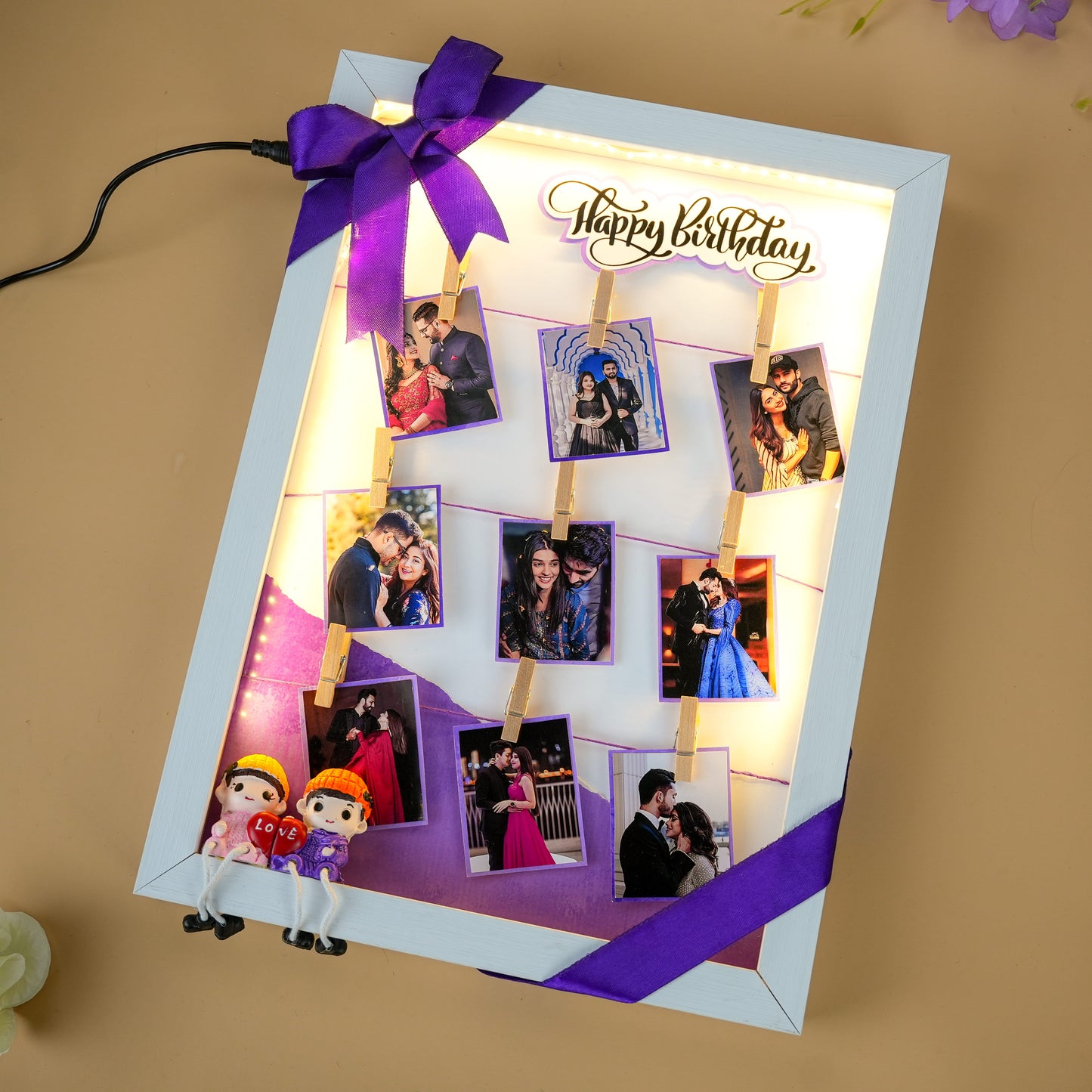 Personalised LED Photo Frame with 9 Pictures