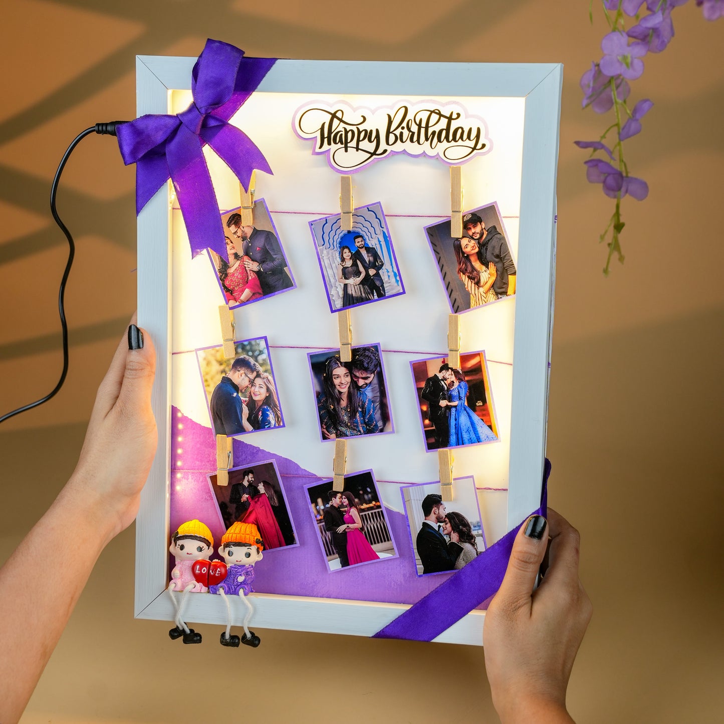 Personalised LED Photo Frame with 9 Pictures