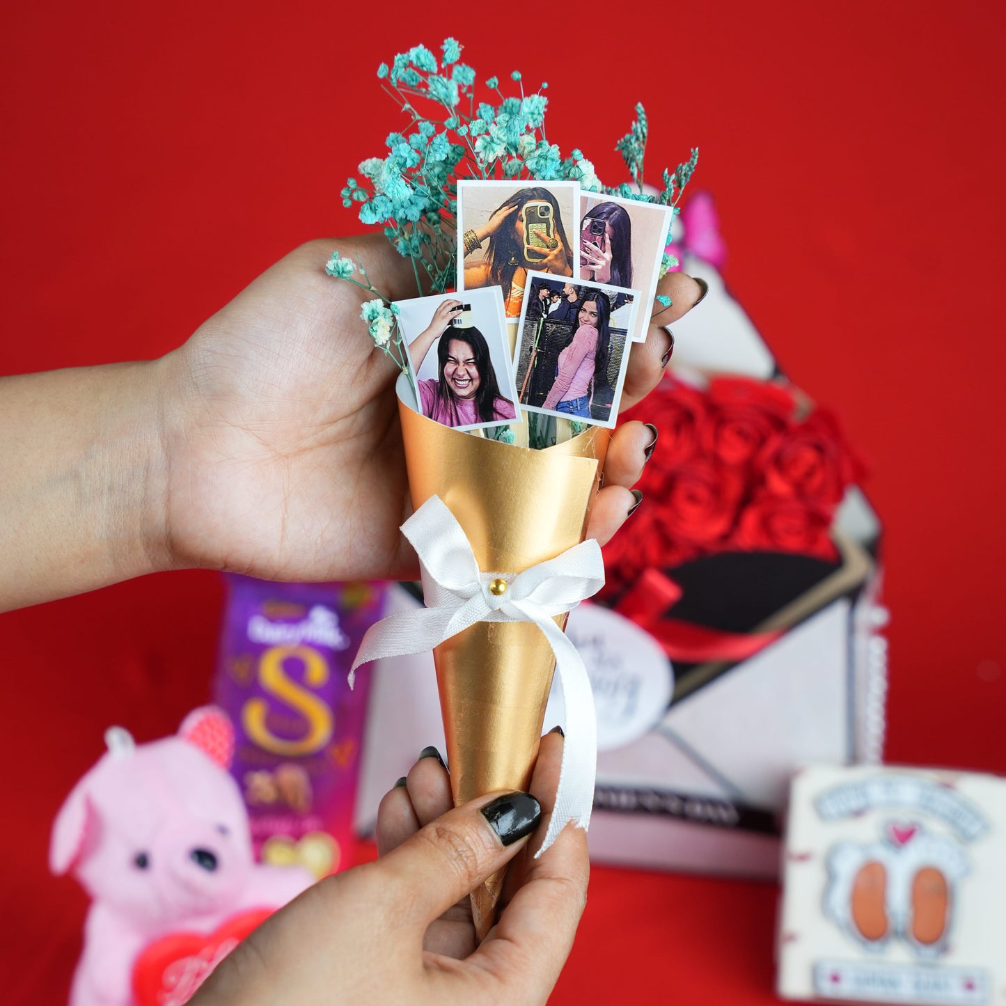 Cute Birthday Surprise Hamper with Teddy & Chocolates