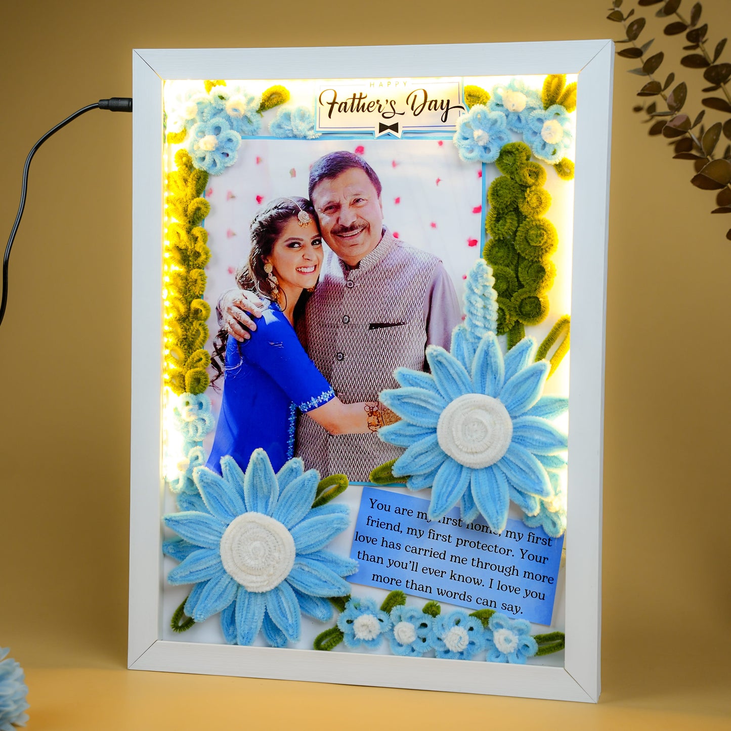 Personalized LED Flower Frame For Dad