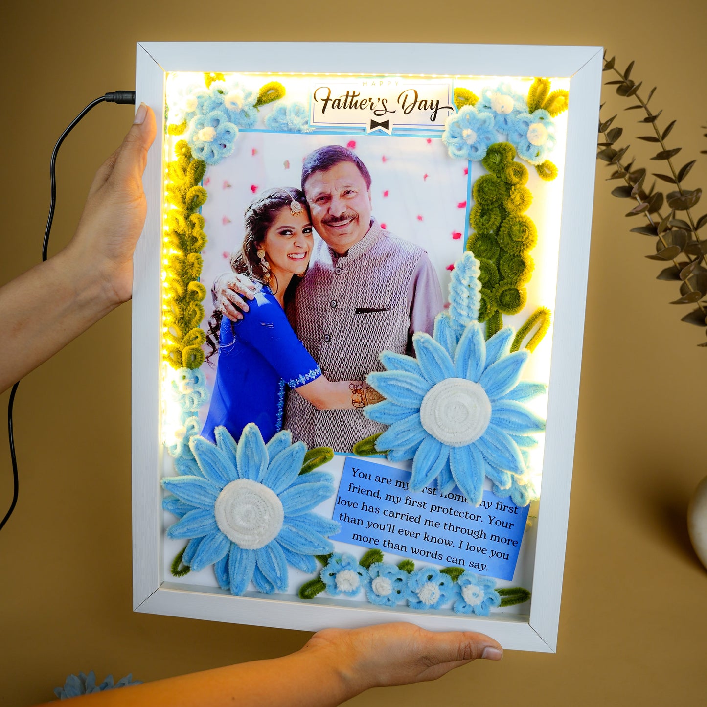 Personalized LED Flower Frame For Dad