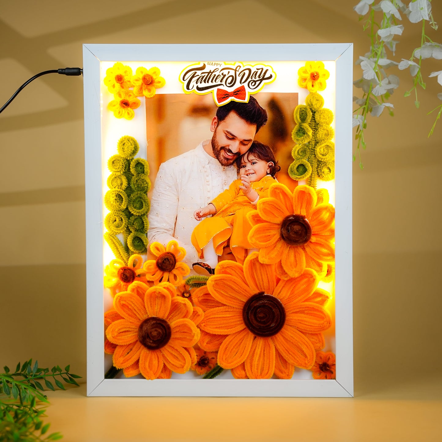 Dad’s LED Floral Photo Frame