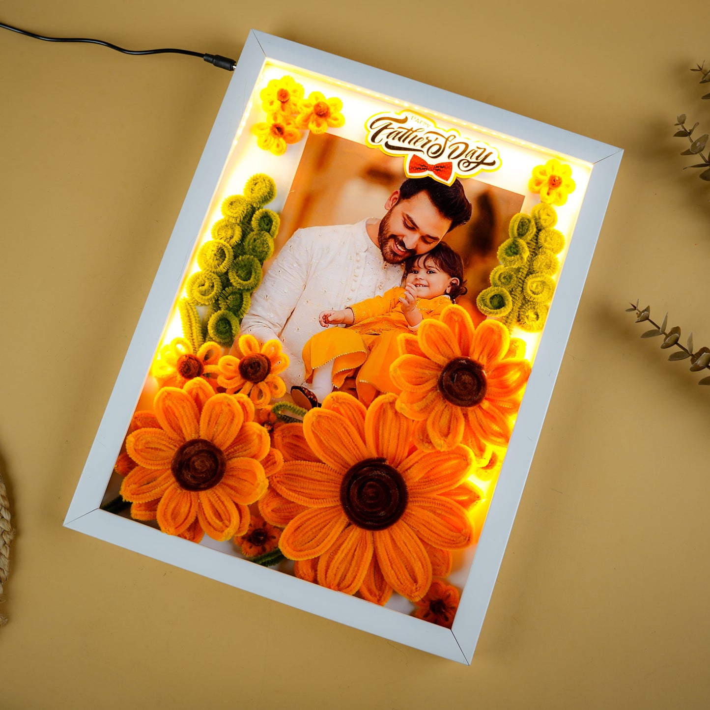 Dad’s LED Floral Photo Frame