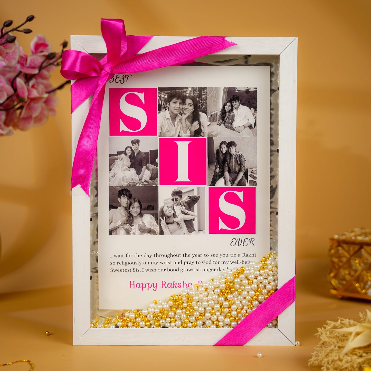 Premium Floating Pearl Frame For Sister
