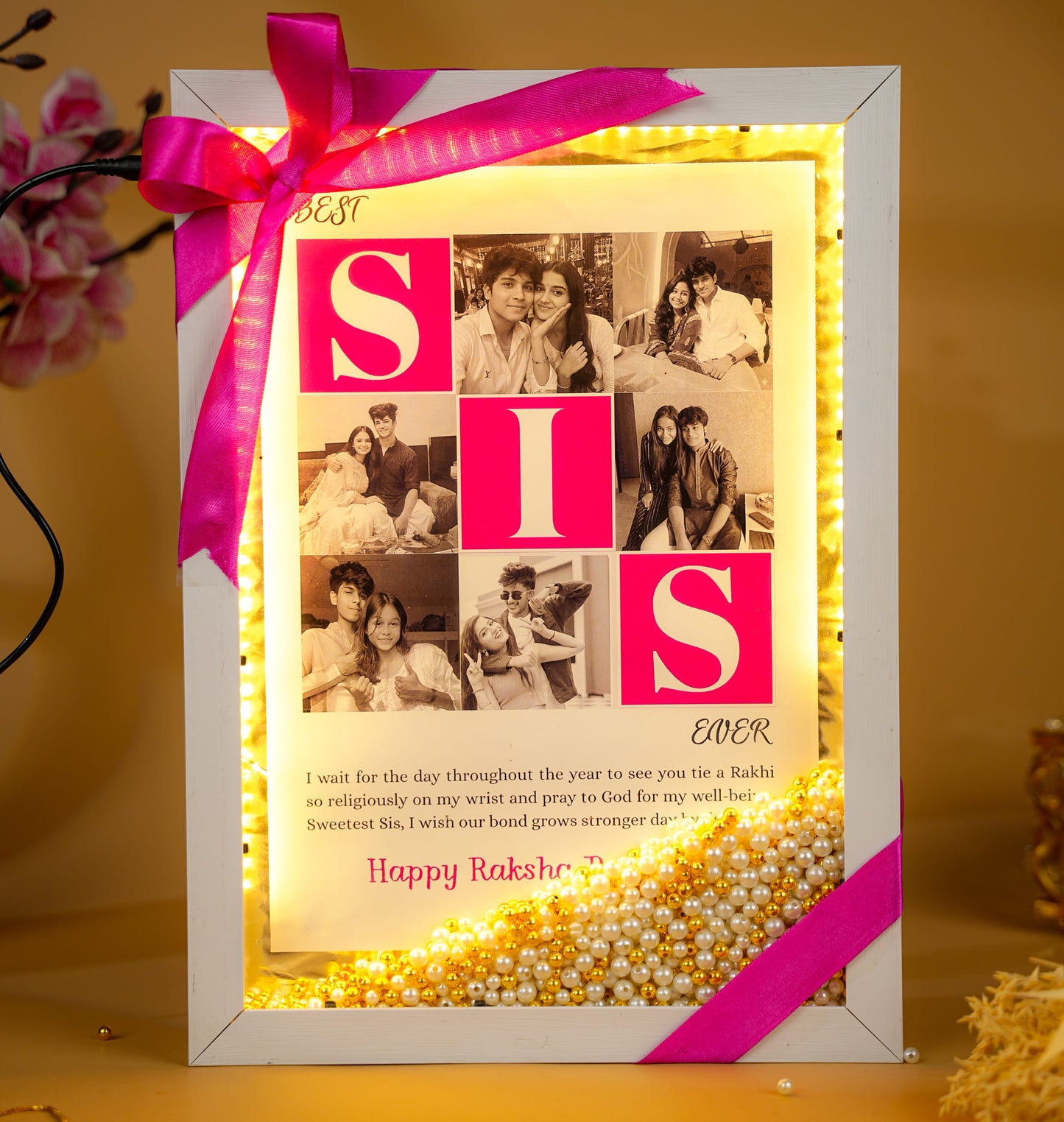 Premium Floating Pearl Frame For Sister