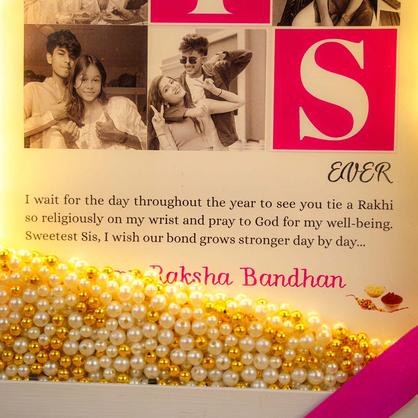 Premium Floating Pearl Frame For Sister
