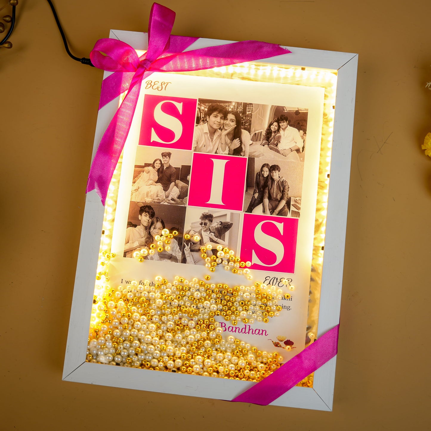 Premium Floating Pearl Frame For Sister