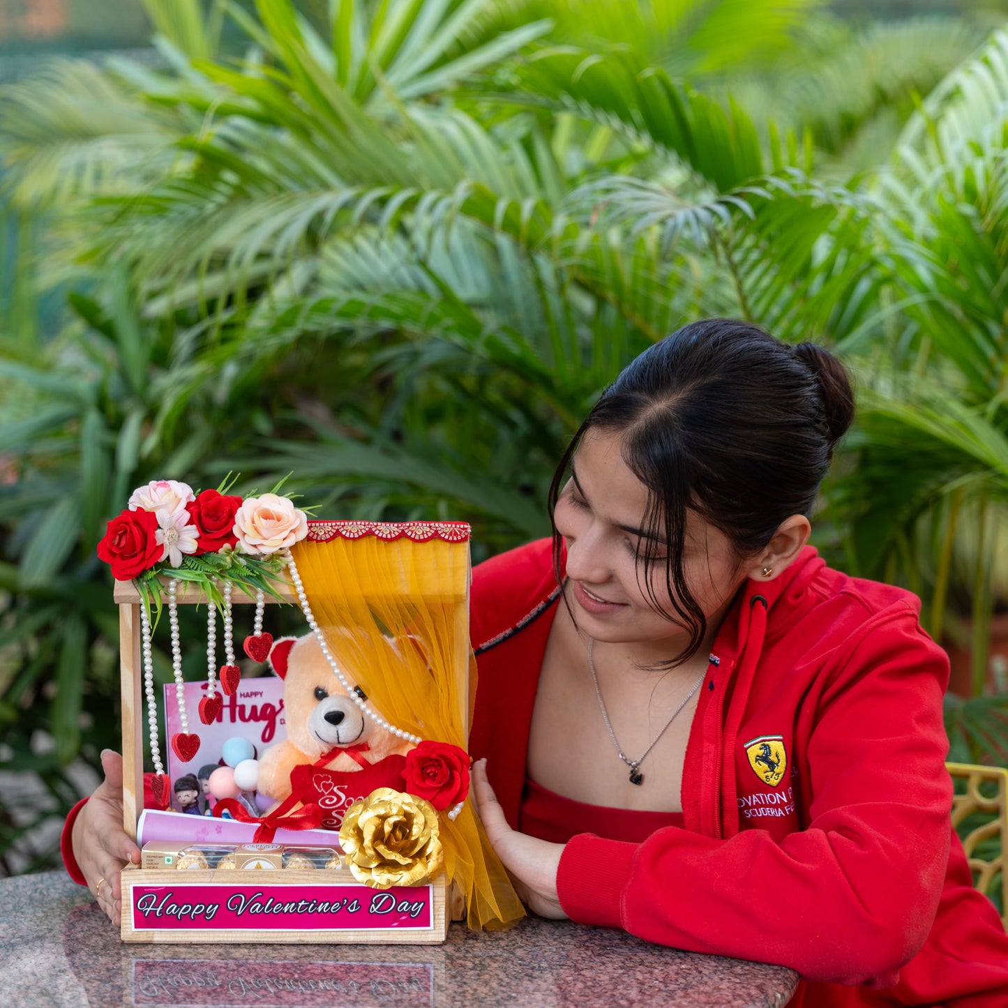 Valentine Wooden Hamper For Love