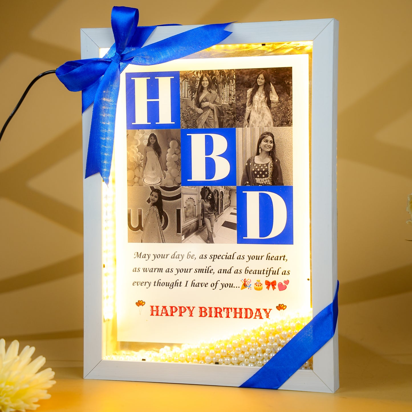 Birthday LED Floating Pearl Frame