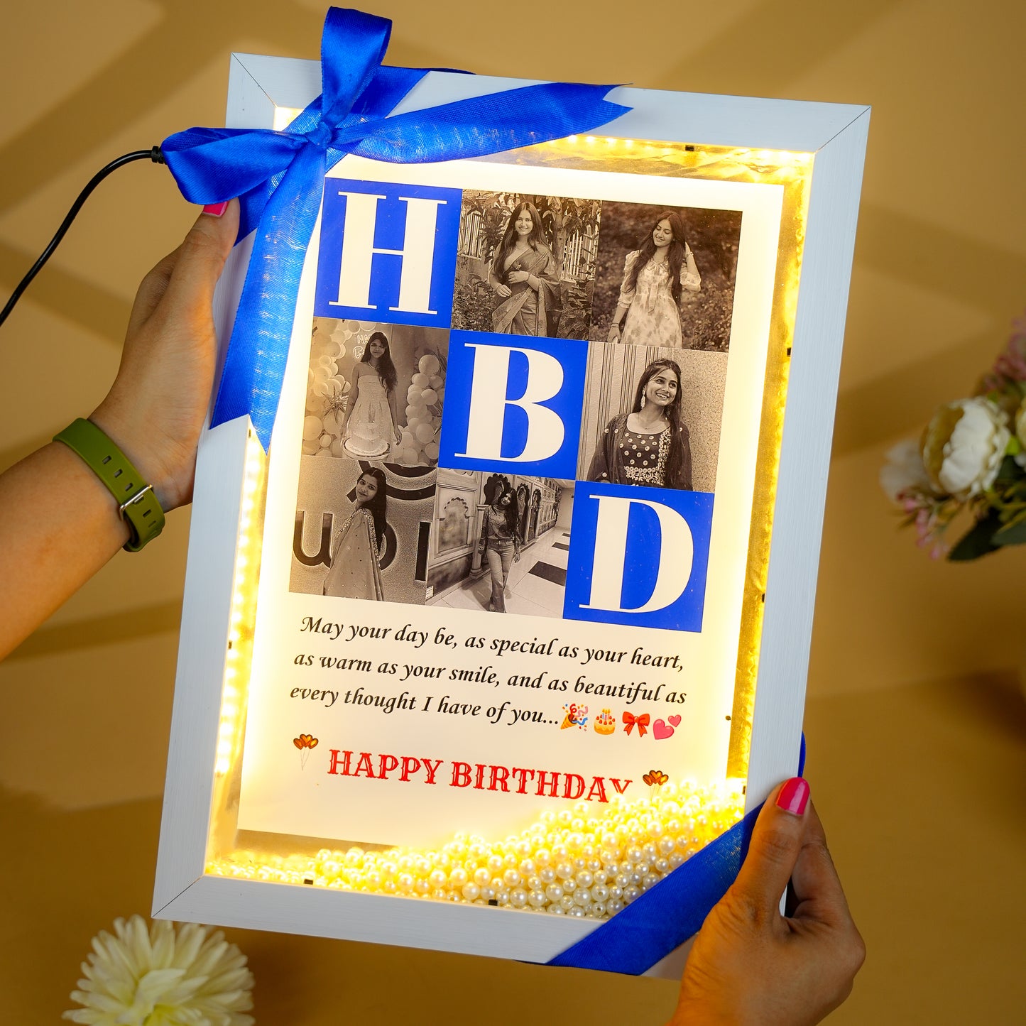 Birthday LED Floating Pearl Frame