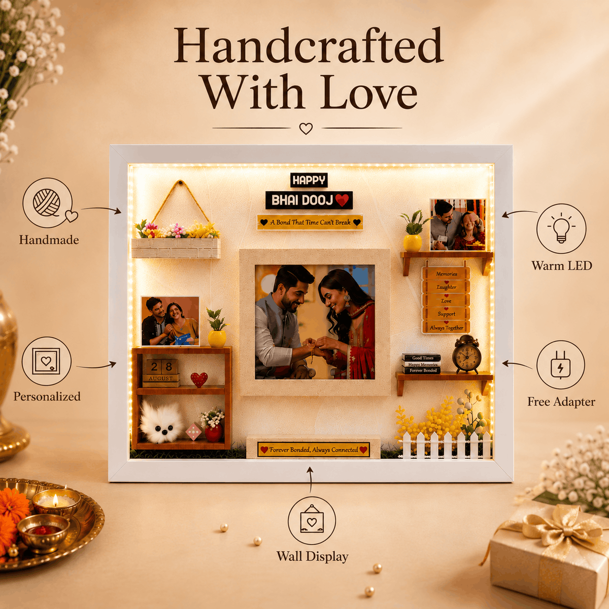 Personalized Bhai Dooj LED Photo Frame