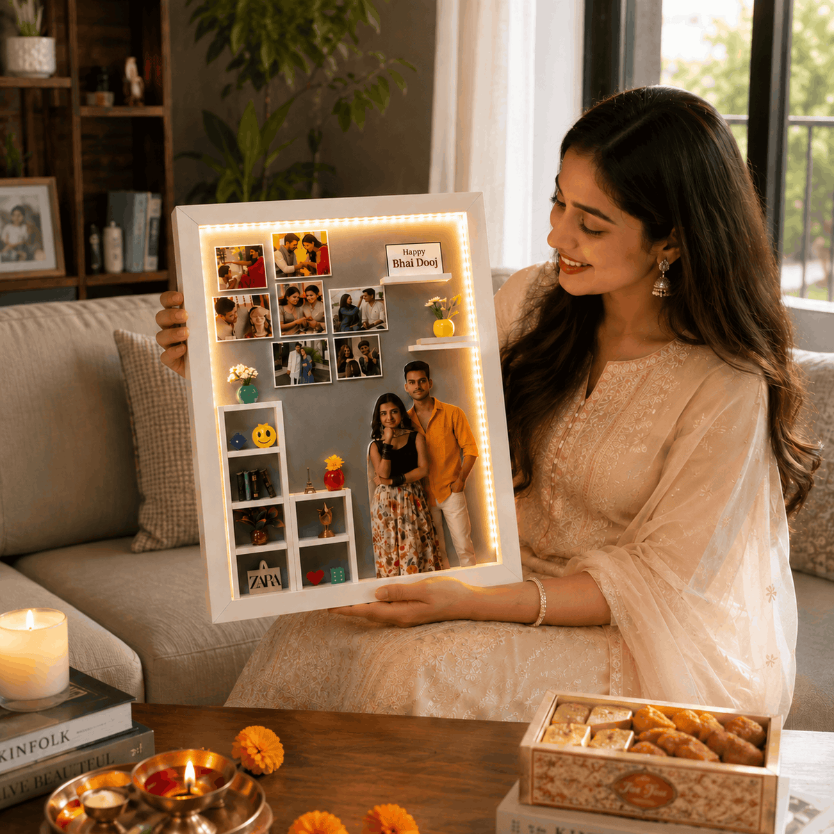 Designer LED Miniature Frame for Siblings