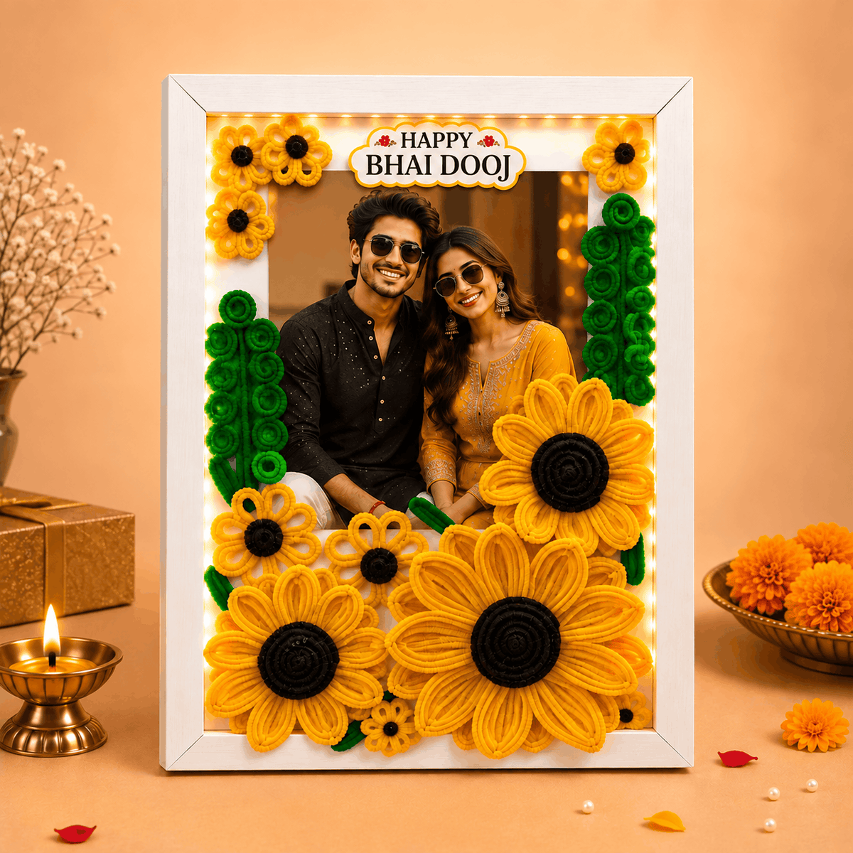 Beautiful Floral Frame For Bhai Dooj
