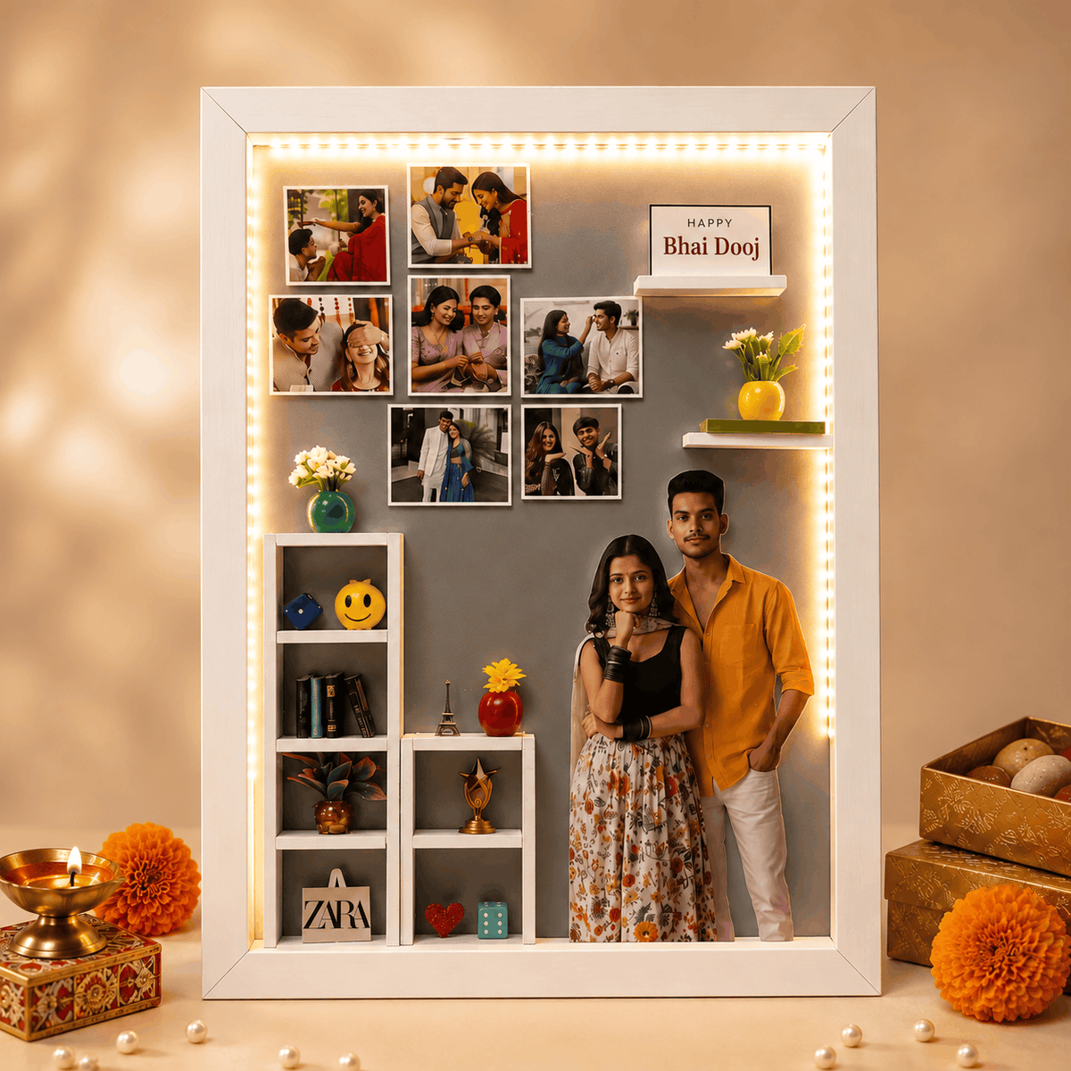 Designer LED Miniature Frame for Siblings