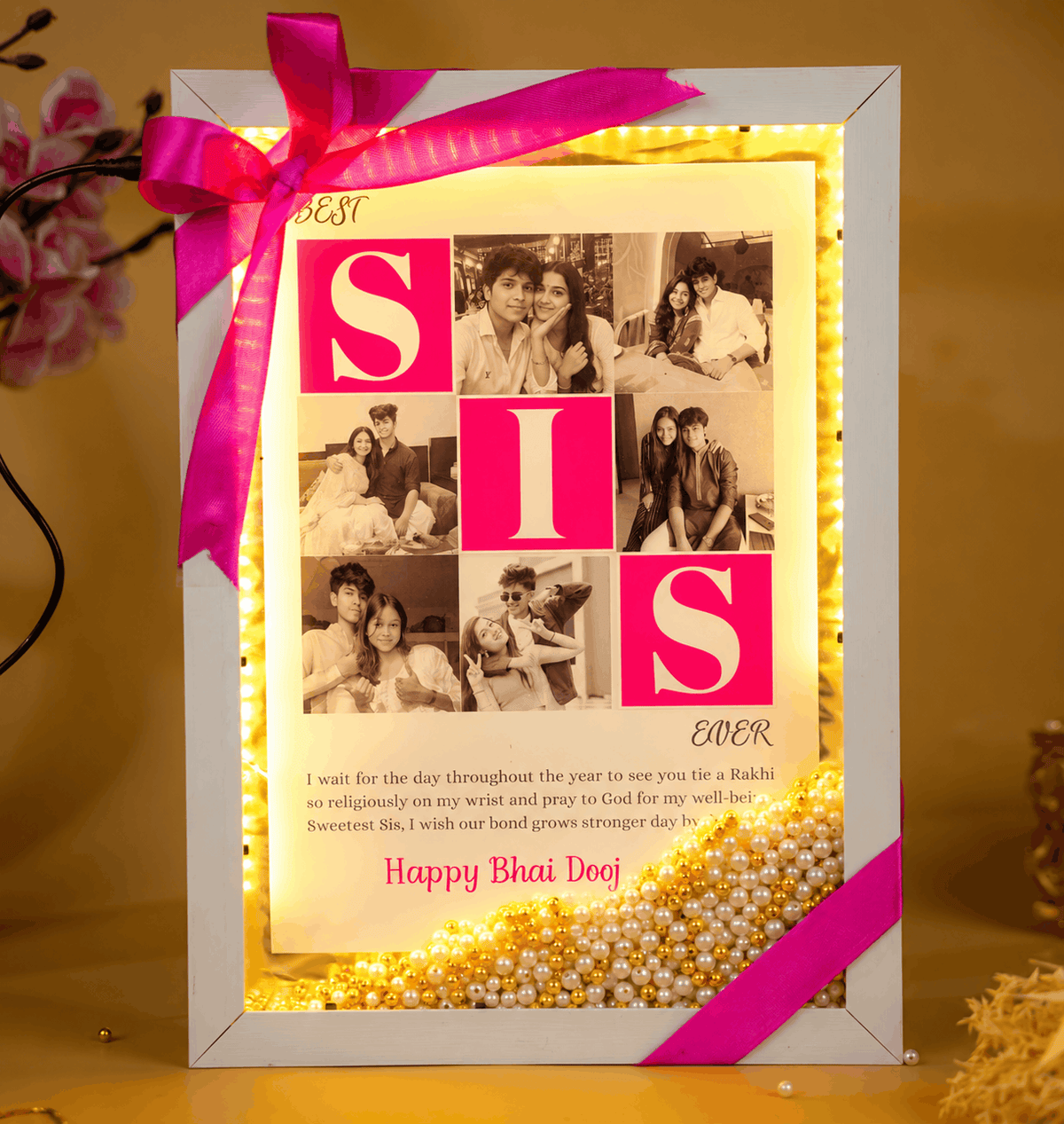 Premium Floating Pearl Frame For Sister