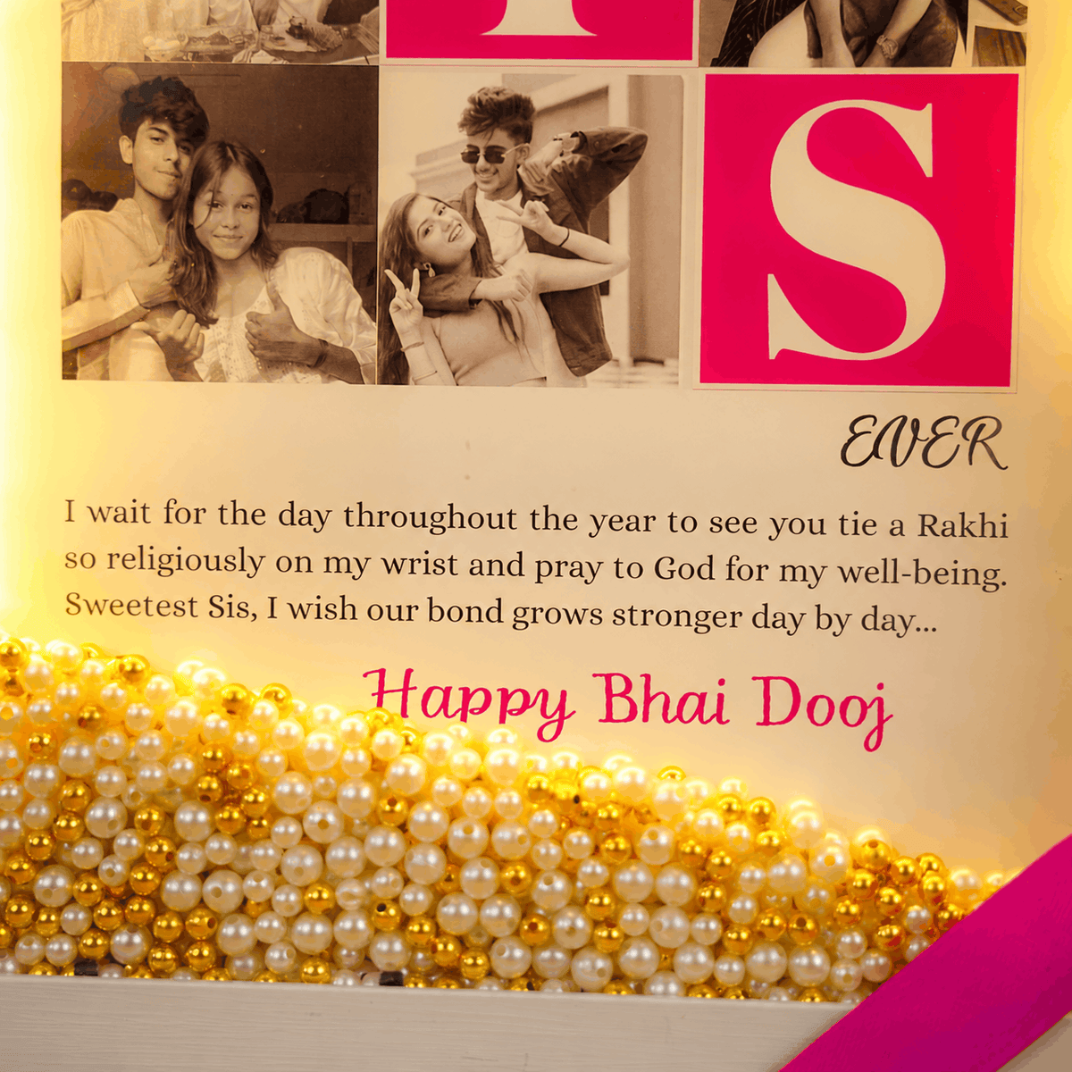 Premium Floating Pearl Frame For Sister