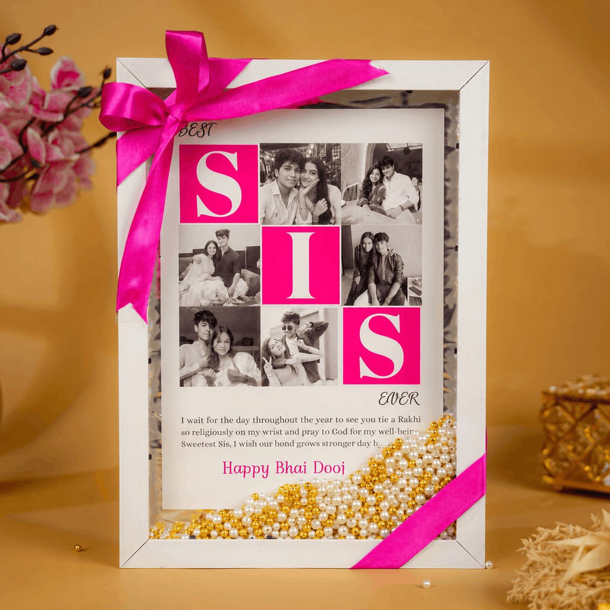 Premium Floating Pearl Frame For Sister