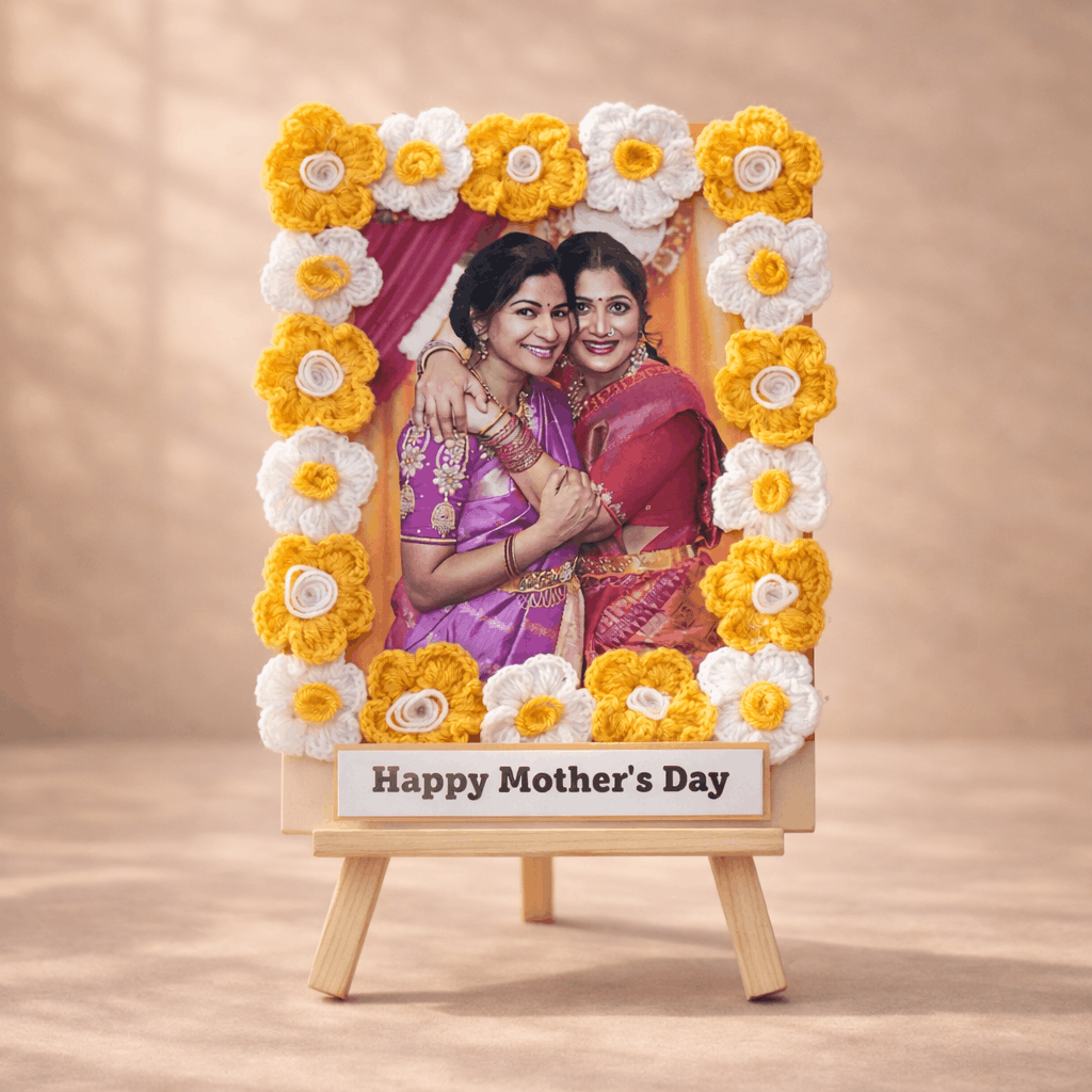 Handcrafted Crochet Flower Photo Frame