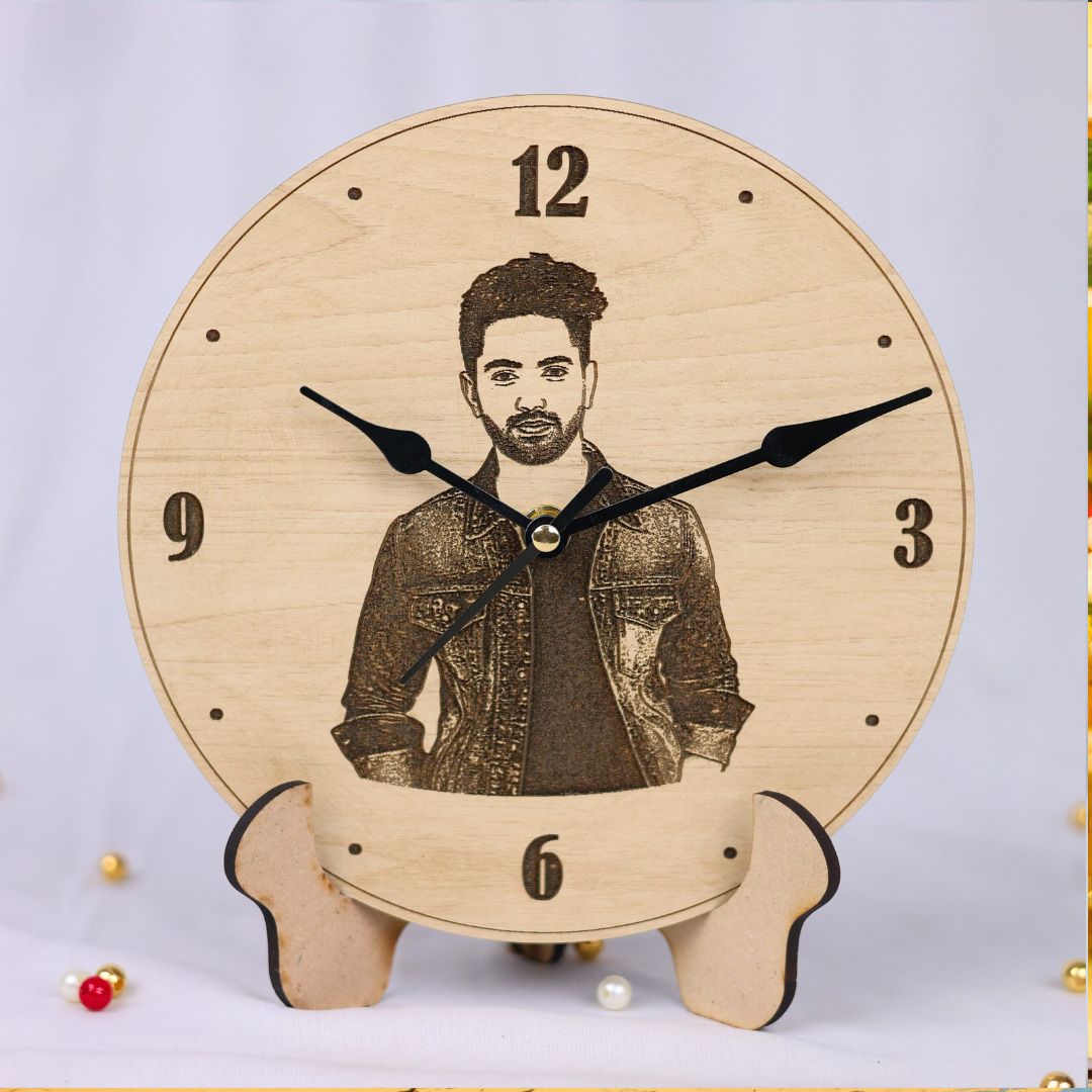 Personalised Photo Engraved Wooden Clock