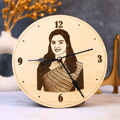 Personalised Aesthetic Wooden Engraved Photo Clock