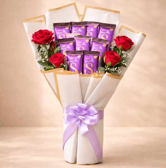 Dairy Milk Silk Chocolate Bouquet with Roses