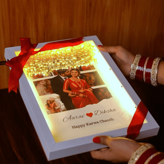 Beautiful LED Floating Pearl Karwa Chauth Frame