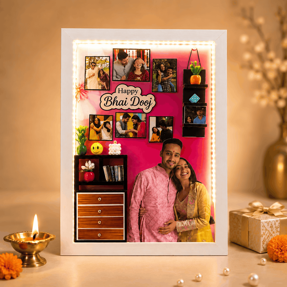 Personalized Bhai Dooj LED Photo Frame