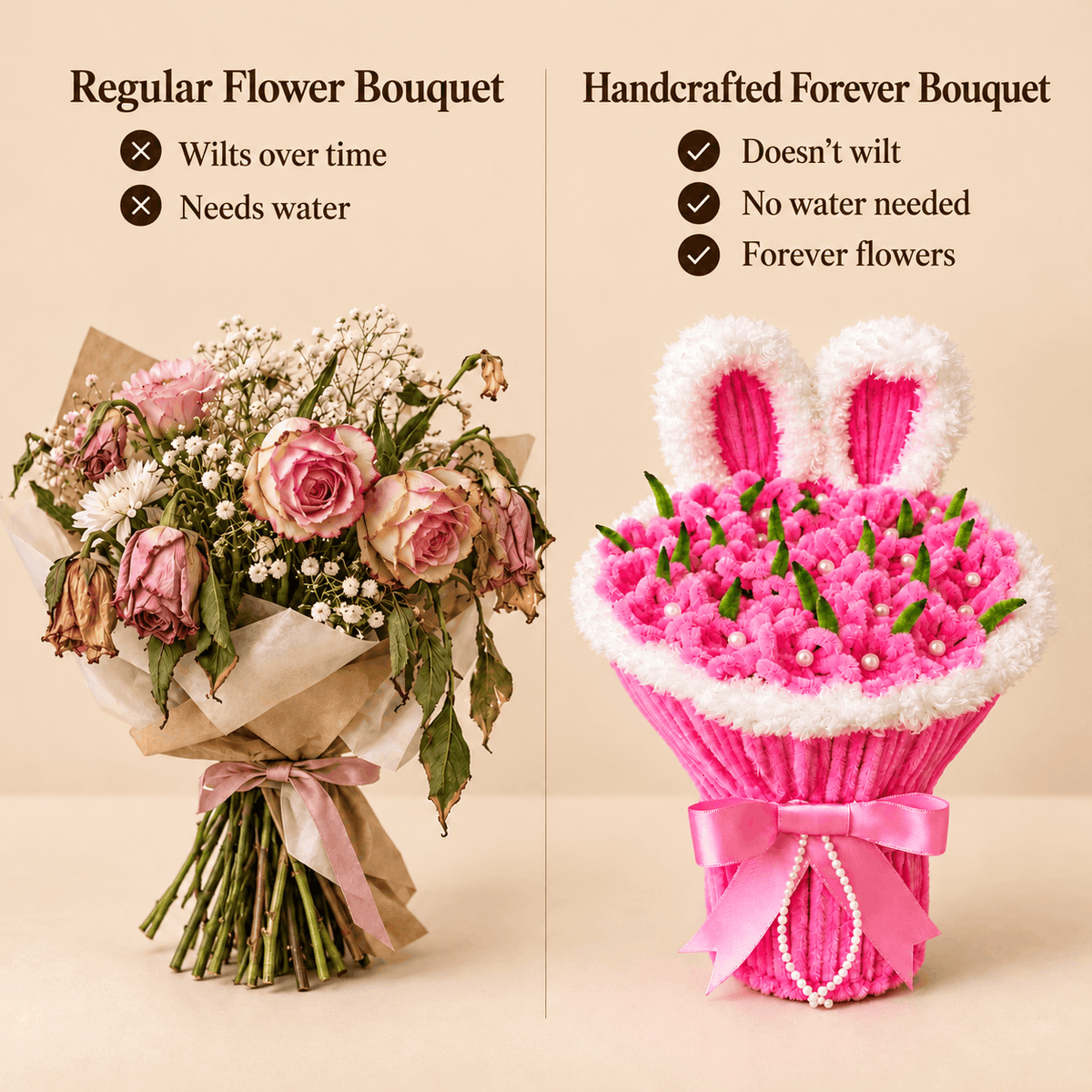 Handcrafted Bunny Flower Bouquet