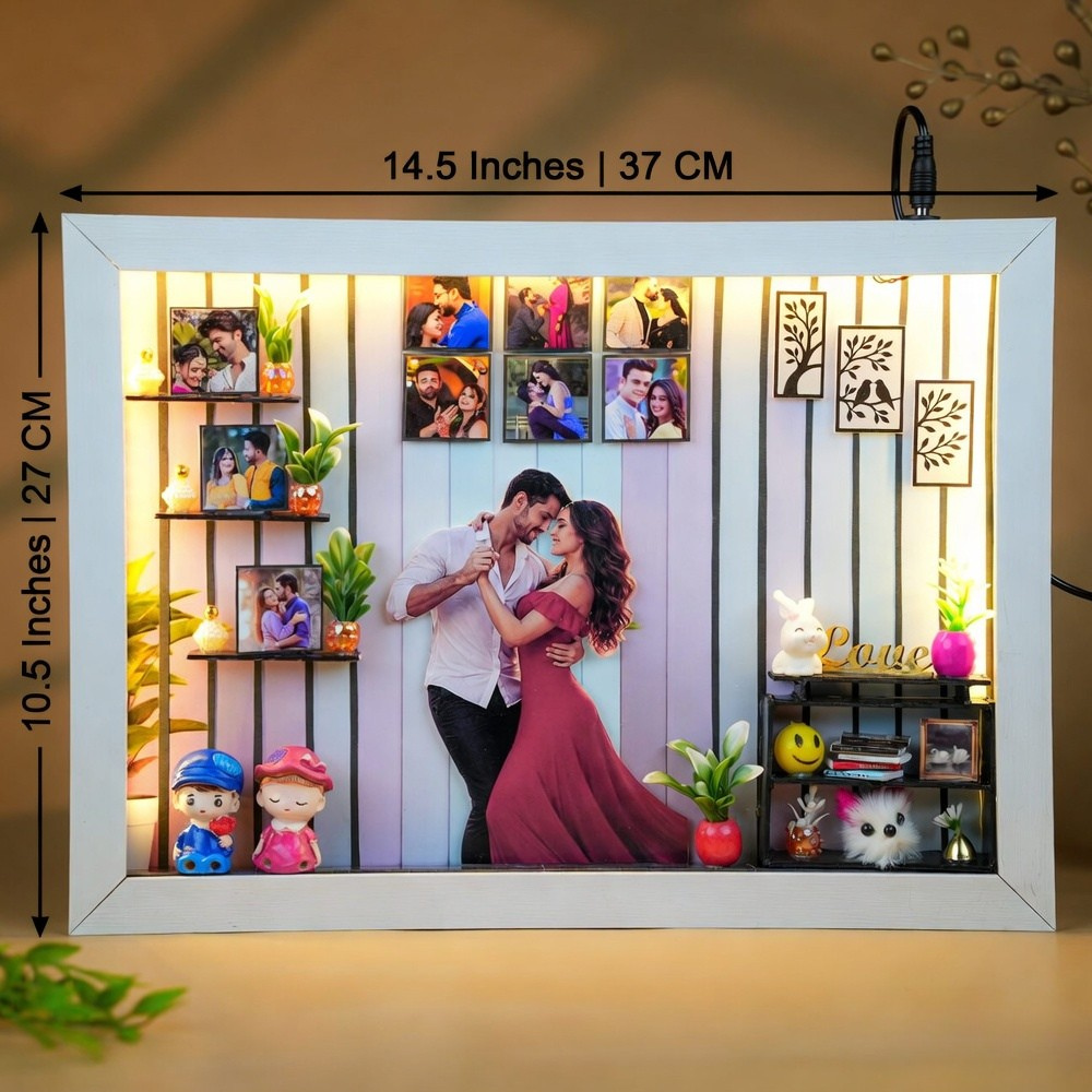 Personalised 3D LED Photo Frame with 10 Photos