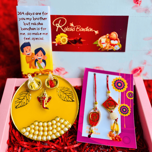 Stylish Premium Thali Hamper with Chocolates & Rakhis