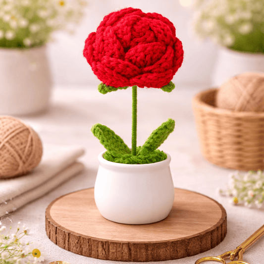 Handmade Crochet Red Rose