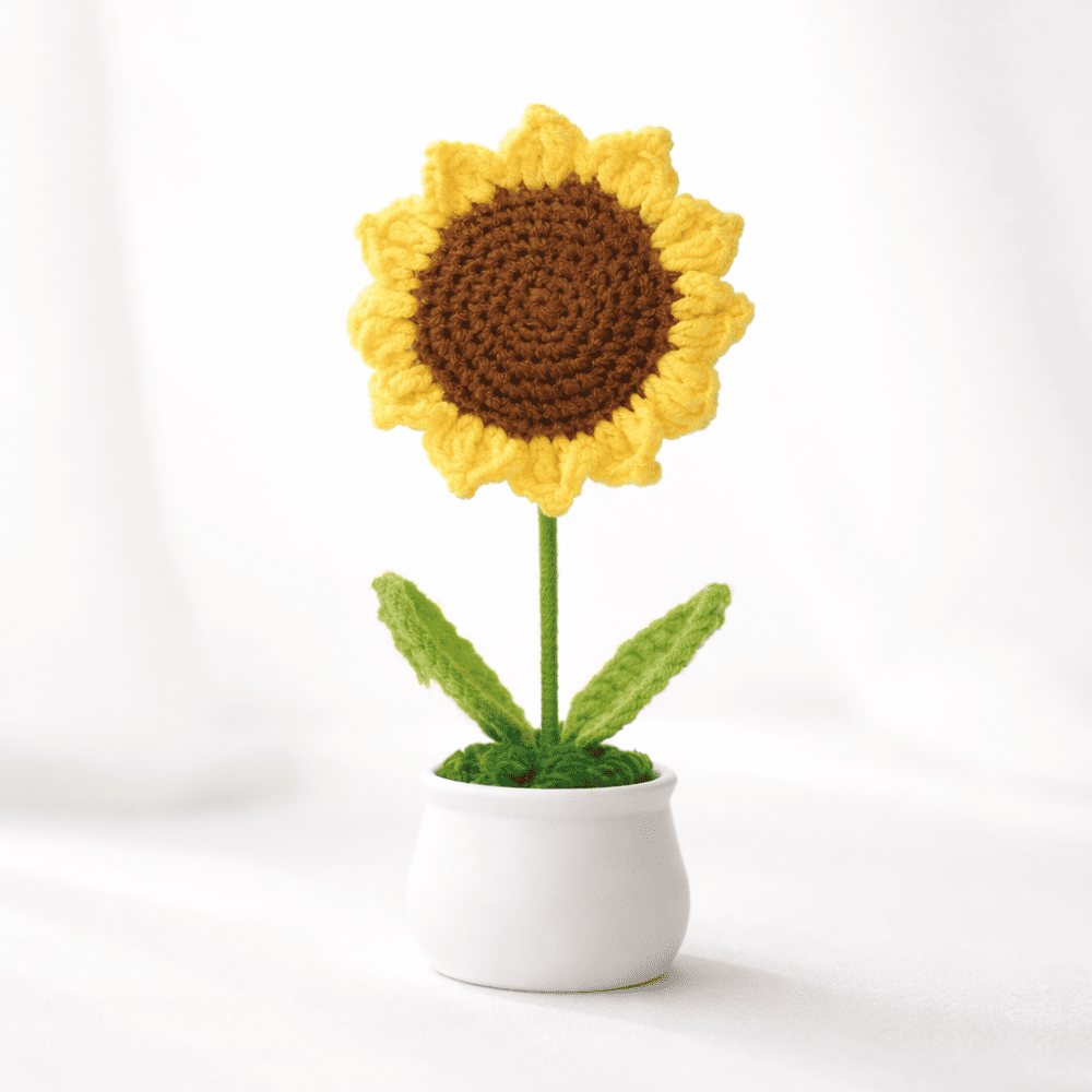 Handmade Crochet Sunflower Pot