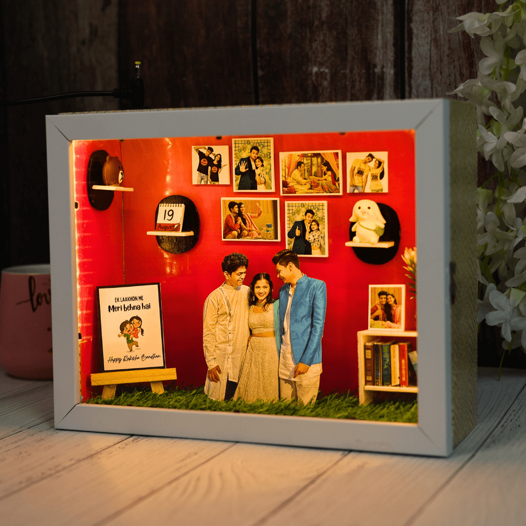 Cutest Raksha Bandhan 3D Personalized Miniature Frame