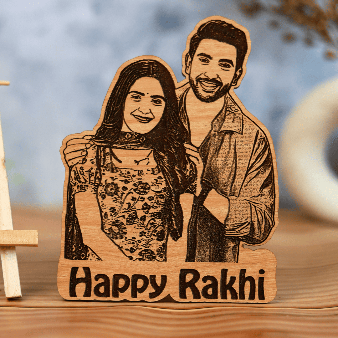 Happy Rakhi Wooden Photo Standy