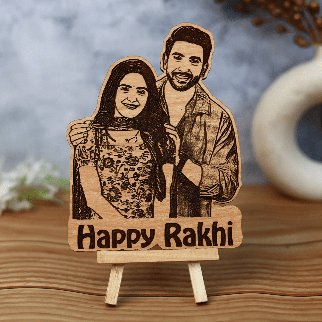 Happy Rakhi Wooden Photo Standy