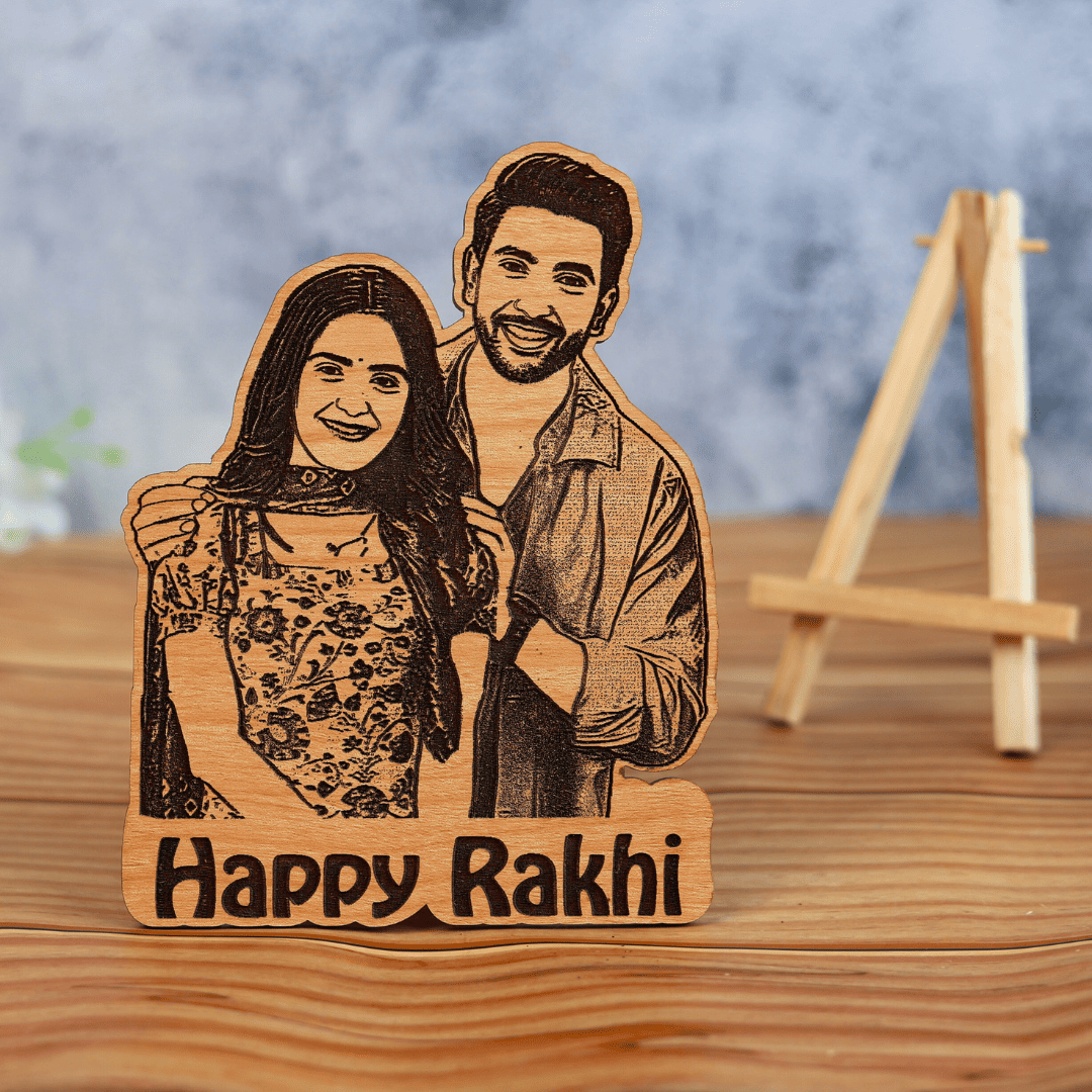 Happy Rakhi Wooden Photo Standy