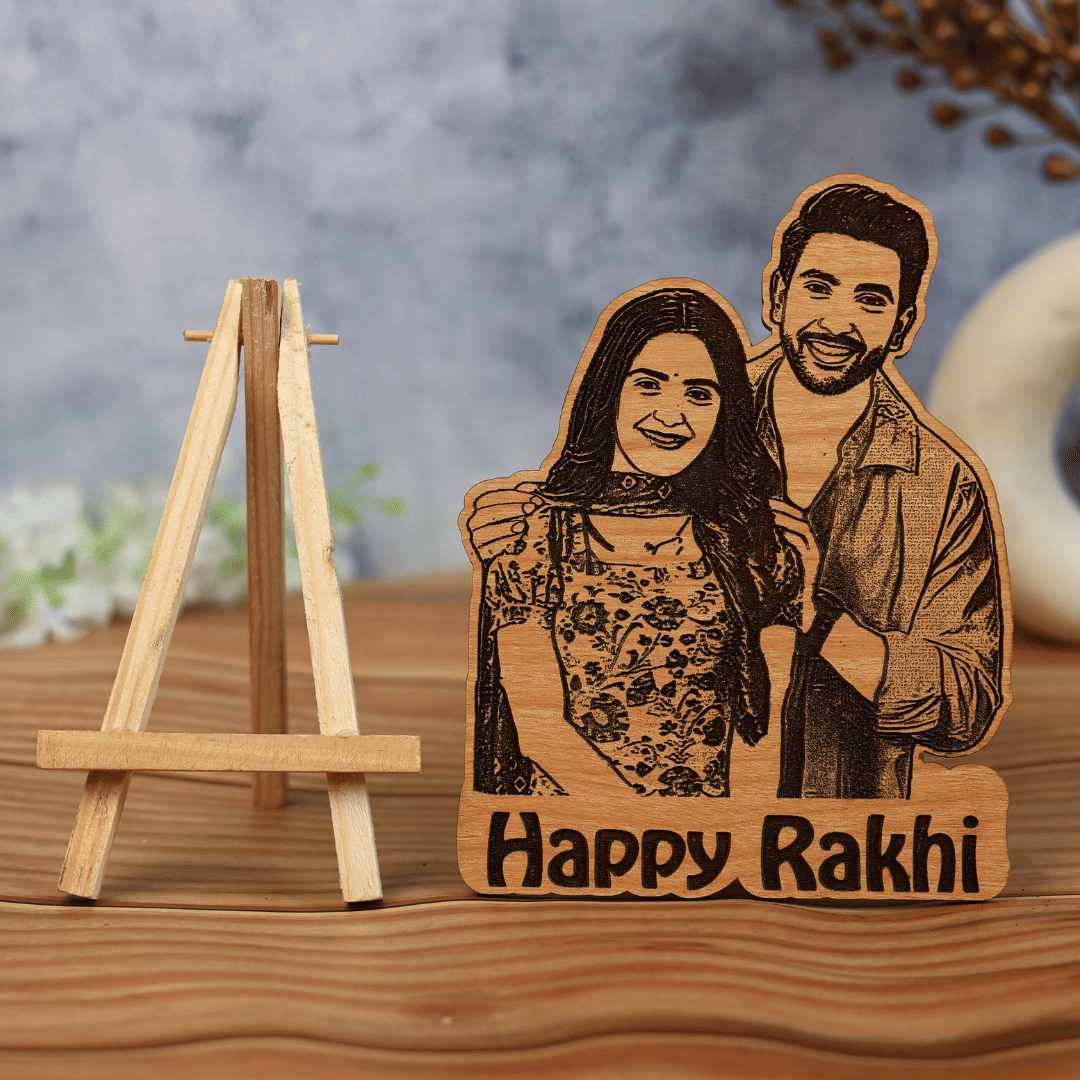 Happy Rakhi Wooden Photo Standy