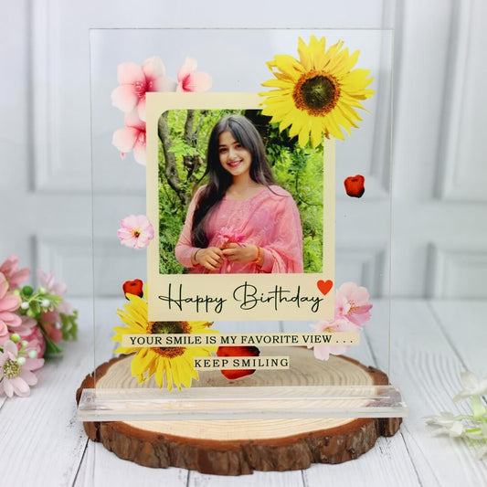 Personalised Acrylic Floral Birthday Frame