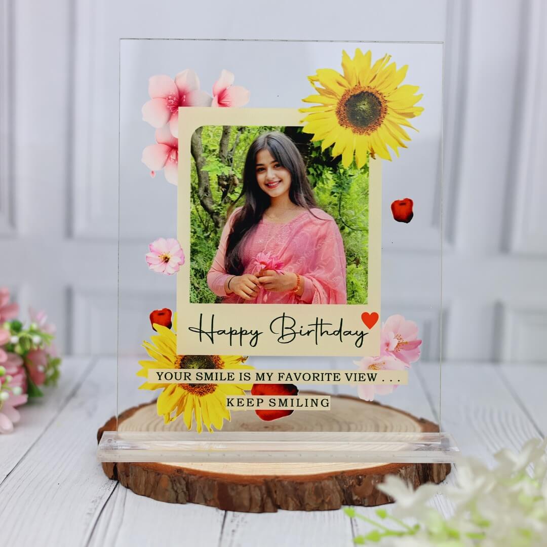 Personalised Acrylic Floral Birthday Frame