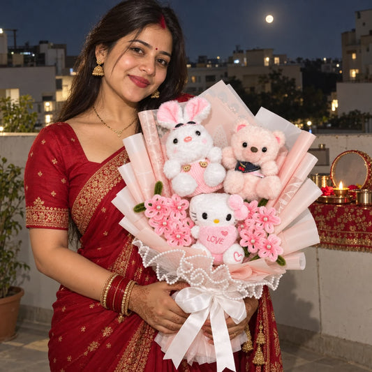 Cute Plushie Bouquet for Karwa Chauth